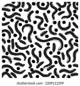 Formas circulares irregulares redondeadas de línea ondulada abstracta en blanco y negro sin inconvenientes para la ilustración vectorial de patrones.
