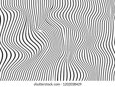 Black and white abstract wavy lines background