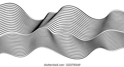 black and white abstract wavy lines background