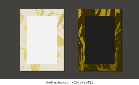 Black And White Abstract Wedding Frames With Golden Stains. EPS10 vector
