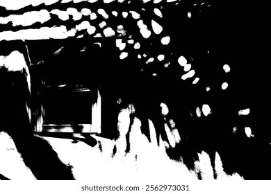 Black and White Abstract Window Shadow with Dotted Light Patterns