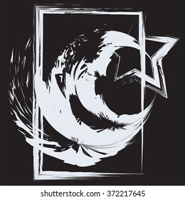 black and white abstract window space planet star pattern vector