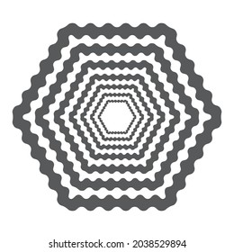 Agujero abstracto en blanco y negro. Ilusión óptica. Ilustración vectorial torcida.