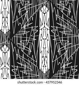 Black and white abstracted seamless pattern