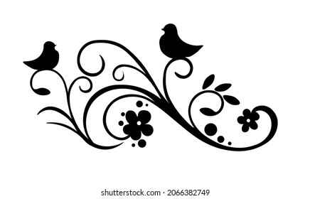 black and white abstraction of a birds on a branch