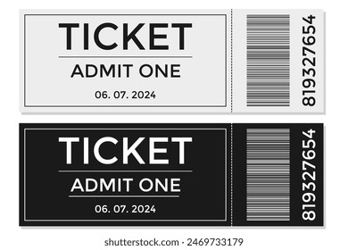 Black and white admit one tickets with data
