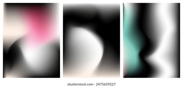 Black and white aesthetic elegant gradient background. With pink and turquoise accent. For premium event poster, card, social media and wedding templates. Subtle aura backdrop. Iridescent aura blur
