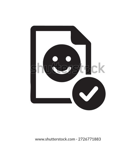 Black and White AI Document Icon with Verified Happy Face