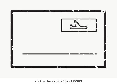 Black and white airmail envelope postcard illustration vector design. Vintage postage envelope border design. Black postcard border vector collage element