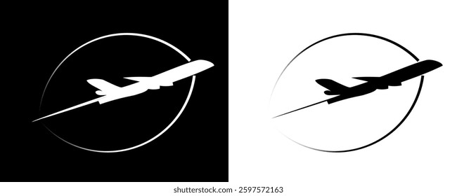 black and white airplane icon image