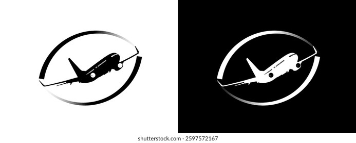 black and white airplane icon image