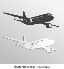 Black and white airplane's silhouettes. EPS10 vector.