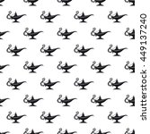 Black and white aladdin lamp seamless texture vector
