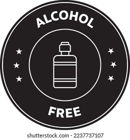 Ilustración del icono del vector redondeado sin alcohol negro y blanco con desecación de botellas