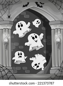 Black and white alcove and ghosts 2 - eps10 vector illustration.