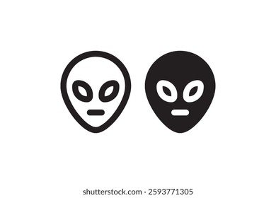 Black and white alien face icons Vector