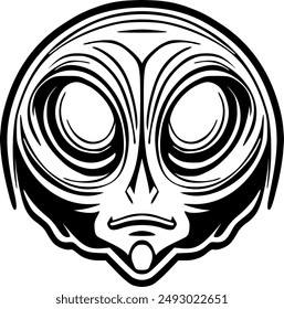 black and white alien vector , Extra-terrestrial illustration , ufo illustration, halloween costume ,transparent.