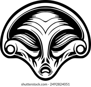 black and white alien vector images , Extra-terrestrial vector illustration , ufo illustration. , transparent , halloween costume