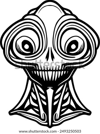 black and white alien vector images , Extra-terrestrial vector illustration , ufo illustration ,  ET , Halloween costume mask
