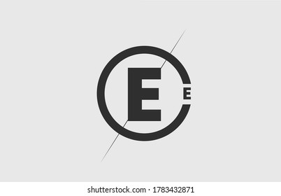 black white alphabet E letter logo icon. Simple line and circle design for company corporate identity