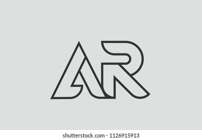 black and white alphabet letter ar a r logo combination design suitable for a company or business