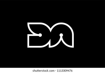 black and white alphabet letter da d a logo design suitable for a company or business