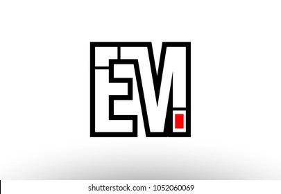 black and white alphabet letter em e m logo combination design suitable for a company or business