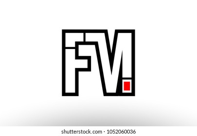 black and white alphabet letter fm f m logo combination design suitable for a company or business