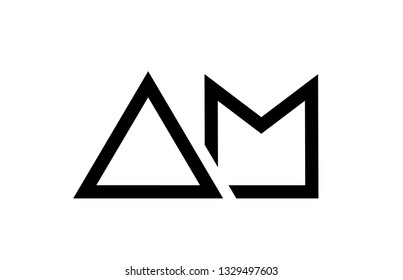 black and white alphabet letter logo combination am a m design suitable for a company or business
