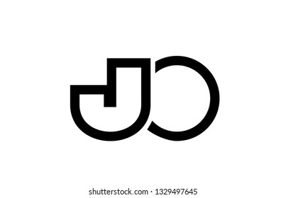 black and white alphabet letter logo combination jo j o design suitable for a company or business