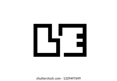 black and white alphabet letter logo combination le l e design suitable for a company or business