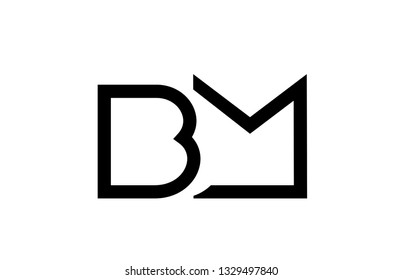 black and white alphabet letter logo combination bm b m design suitable for a company or business