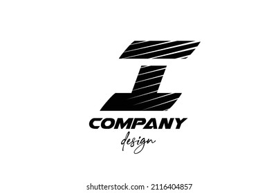 black and white I alphabet letter logo icon. Creative design for company and business with sliced bold style
