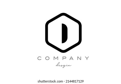 black and white I alphabet letter logo icon design with hexagon. Creative template for company and business