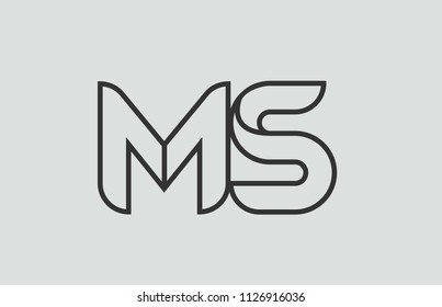 black and white alphabet letter ms m s logo combination design suitable for a company or business