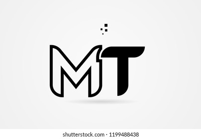black and white alphabet letter mt m t logo icon design suitable for a company or business