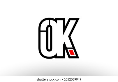 black and white alphabet letter ok o k logo combination design suitable for a company or business