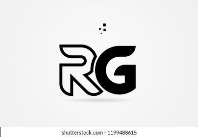 black and white alphabet letter rg r g logo icon design suitable for a company or business