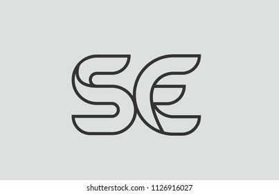 black and white alphabet letter se s e logo combination design suitable for a company or business