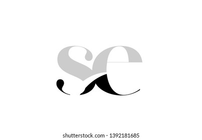 black and white alphabet letter se s e logo icon design for a company or business