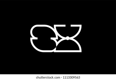 black and white alphabet letter sx s x logo design suitable for a company or business