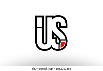 black and white alphabet letter us u s logo combination design suitable for a company or business