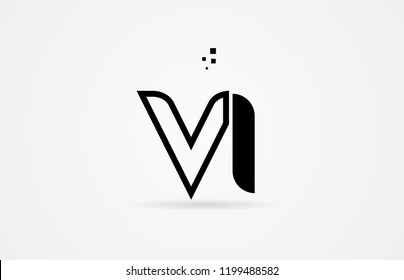 black and white alphabet letter vi v i logo icon design suitable for a company or business
