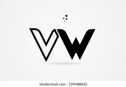 black and white alphabet letter vw v w logo icon design suitable for a company or business