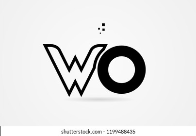 black and white alphabet letter wo w o logo icon design suitable for a company or business