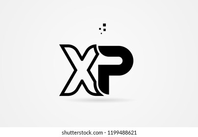black and white alphabet letter xp x p logo icon design suitable for a company or business