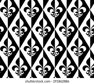 Black White Alternating Fleurdelis Half Halfseamless Stock Vector ...