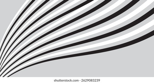 Black and white Alternating stripes in round form. Design element.
