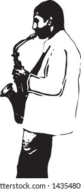 Black and White Alto saxophone player vector