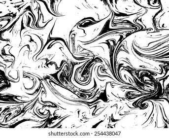 black and white amazing artwork texture ebru,  drawing on the water abstract background
